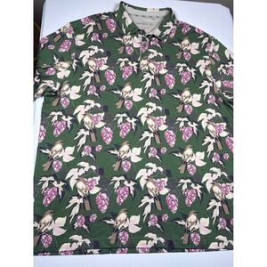 Walter Hagen Mens XXL Green Bird Flowers Print Golf Polo Shirt MGA31309 Stretch